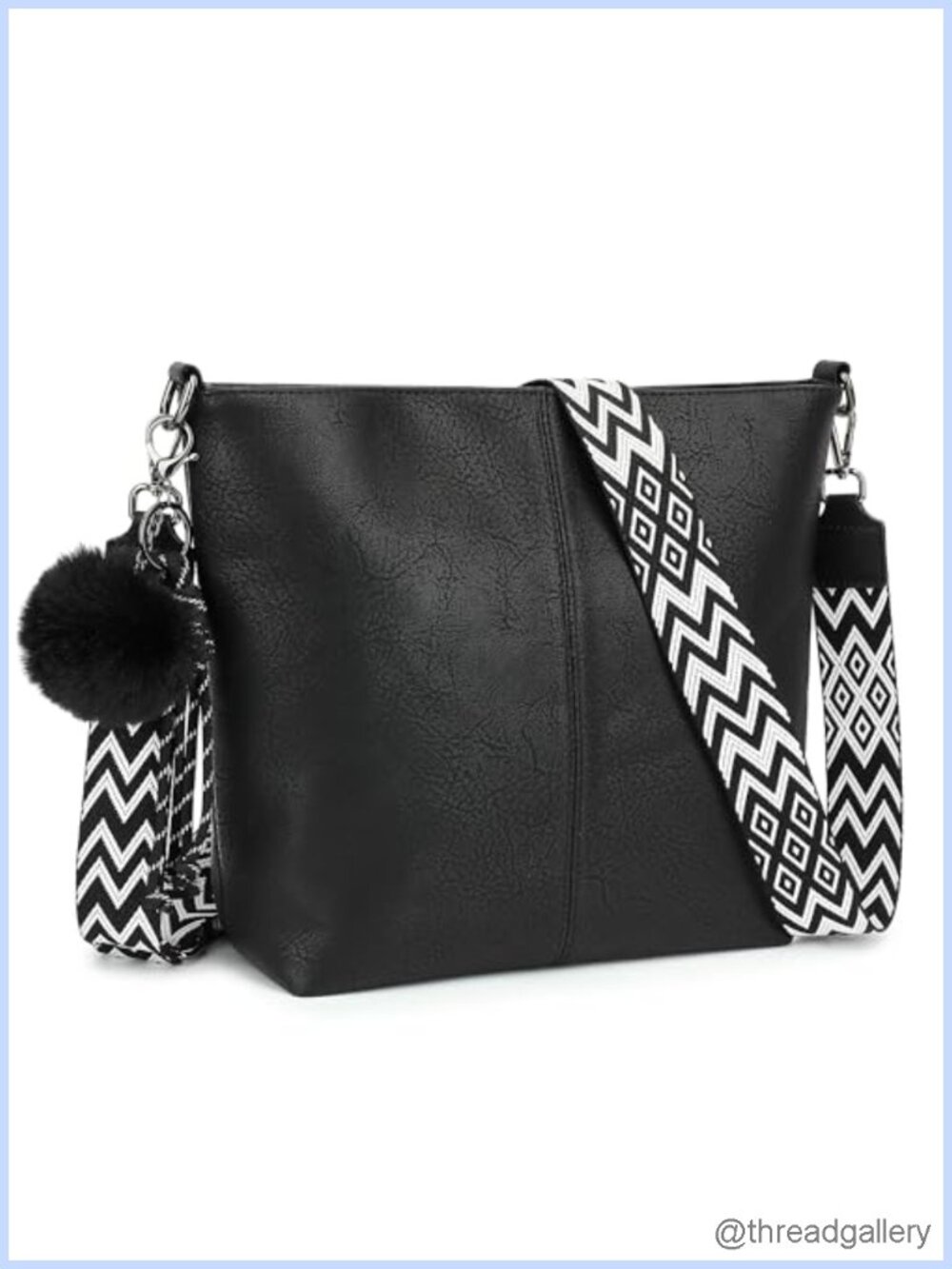 PU Leather Crossbody Bag Vegan Hobo Shoulder Purse Adjustable Strap